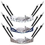 Pedgot 3 Pack Reversible Cat Hanging Hammock with Adjustable Straps and Hooks Double-Sided Pet Cage Hammock Hanging Bed Resting Sleepy Pad for Small Animals Pets, 20 x 15.7 Inches