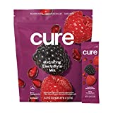 Cure Hydrating Electrolyte Mix | Electrolyte Powder for Dehydration Relief | Made with Coconut Water | No Added Sugar | Vegan | Paleo Friendly | Pouch of 14 Hydration Packets - Berry Pomegranate Flavor