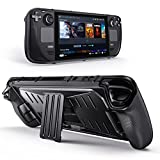Benazcap Case for Steam Deck 2021 Release, Full Body TPU+PC Protective Case Cover with Kickstand, Shockproof Non-Slip Anti-Collision Accessories Skin for Steam Deck - Black, 7 inch