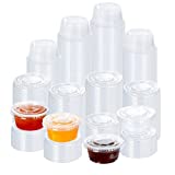 Jello Short Cups, 200 Sets - 2 oz Disposable Plastic Portion Cups with Lids, Souffle Cups, Clear Plastic Containers With Lids, Condiment Cups, Sauce Cups,Disposable Souffle Cups.(2 oz)