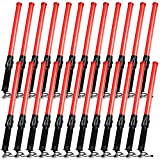 24 Pieces 21 Inch Signal Traffic Wand Safety Traffic Control Wand Safety Traffic Baton with 2 Flashing Modes LED Light, Wrist Strap Lanyard and Side Clip Design for Parking Guides