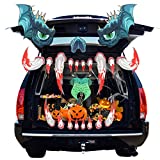 Trunk or Treat Car Decorations- Scary Halloween Decorations Kit for Garage Door, Archway, Haunted House, Home, Outdoor, Monster Face Sticker with Adhesive Tape (22 Pcs)