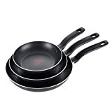 T-fal Specialty Nonstick 3 Piece Fry Pan Set 8, 9.5, 11 Inch Cookware, Pots and Pans, Dishwasher Safe Black