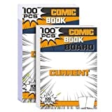 Leffis 100 Count Comic Book Bags and Boards, Current Size Comic Bags and Boards Transparent Acid-Free and Reusable Comic Book Sleeves for Regular Comics
