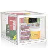 Medicine Lock Box for Safe Medication, Compact and Hygienic Lockable Box for Food, Medicine and Home Safety, Tablet Phone Jail Lock Box, Lockable Storage Box, Refrigerator Storage Bins (Clear)