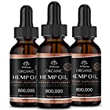 High Potency Hemp Oil - 3 Pack - 800, 000 Extra Strength - Helps Relaxation, Calming, Sleep, Anxiety, Stress - Natural Hemp Tincture Drop - Organic, Vegan, Non-GMO, Grown in USA