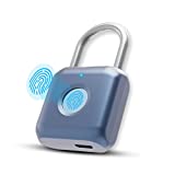 Fingerprint Padlock, Dhiedas Smart Keyless Padlock, Biometric Combination Fingerprint Lock, USB Rechargeable, Suitable for Gym, Luggage, Office, Suitcase, Office, Hasp Cabinet(Only Fingerprint)