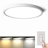 Dimmable Flush Mount Ceiling Light 24W 15.7 inch Modern LED Light Fixture 3000k/4000k/6000k 3 Color Temperatures in One for Hallway Kitchen Bedroom Closet entryway Porch Indoor Outdoor