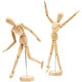 Bright Creations Art Mannequin 2 Pack - Wooden Sectioned Posable Body Model - 12 Inch