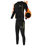 Mens Thermal Underwear Set, Sport Long Johns Base Layer for Male, Winter Gear Compression Suits for Skiing Running Black