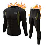 Thermal Underwear for Men, CL convallaria Long Johns Winter Hunting Gear Sport Base Layer Top and Bottom Set Midweight Black L