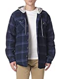 Wrangler Authentics mens Long Sleeve Quilted Lined Flannel Jacket With Hood Button Down Shirt, Total Eclipse With Heather, Large US