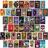 Waschbr 50PCS Vintage Rock Wall Collage Kit, Band Posters, Music Posters, Poster for Room Aesthetic 90s, Grunge Room Decor, Vintage Room Decor, Nirvana Poster, Posters for Room Aesthetic Vintage, Queen Poster, Retro Room Decor, 70s decor