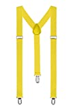 Boolavard Braces/Suspenders One Size Fully Adjustable Y Shaped with Strong Clips (Yellow)