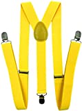 LOLELAI Suspenders for Women and Men | Elastic, Adjustable, Y-Back | Pant Clips, Tuxedo Braces (1, Yellow)