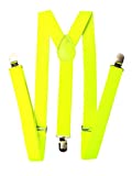 Mens / Womens One Size Suspenders Adjustable - (Various Neon Colors), Neon Yellow