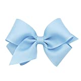 Wee Ones Girls' Classic Grosgrain Hair Bow on a WeeStay No-Slip Hair Clip with Plain Wrap, Small, Millennium Blue