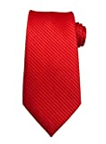 Wehug Men's Classic Solid Tie Silk Woven Necktie Jacquard Neck Red Ties For Men LD0050