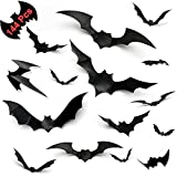 144PCS Halloween Bats Decorations 3D Scary Bats Wall Stickers for Home Window Dcor Halloween Wall Decals Bats Halloween Decorations Indoor Outdoor Front Door Bathroom Halloween Party Supplies DIY Art