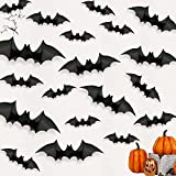 Halloween Bats Wall Stickers PVC Removable Wall Window Door Decor Halloween Waterproof Bats Wall Decals Halloween Party Indoor Outdoor Decor SuppliesWall Sticker with 4 Different Sizes(120 Packs)