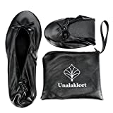 Unalakleet Foldable Blallet Flats- Roll Up Slipper Pouch Women's Wedding Shoes Black