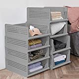 4-Pack Folding Wardrobe Storage Box Plastic Drawer Organizer Stackable Shelf Baskets Clothes Closet Containers Bin Cubes ,Home Office Bedroom Laundry Fold Pull Out Drawer Dividers for Clothes,Toys