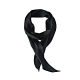 GERINLY Solid Color Long Neckerchief Pure Skinny Scarf Necktie for 50's Costume Party Black Silk Scarf Belts (Black)