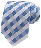 Mens Stripes College Light Blue White Silk Ties Jacquard Gentlemen Necktie Gifts