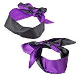 Muf 2 Pack Satin Eye Mask Sleep Mask,Soft Smooth Blindfold,59 Inch Long Adjustable to Tie Your Eyes,Suitable for Travel,Nap,Meditation (Black and Purple)
