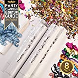 Premium Confetti Cannon - 8 Pack Multicolored - 2x Streamer Cannons, 6x Confetti Poppers | Launches 25ft | Party Confetti Shooters for Celebrations - Birthday, Graduation, New Years Eve, Wedding