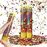 Confetti Cannons Set of 2 Pack, Shiny Irregular Multicolor Confetti Party Popper Premium Party Supplies for Birthdays, Weddings, Graduation, Mother's Day, New Year, Air Powered Launches Up to 15ft (2 Pack)