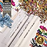 Premium Confetti Cannon - 4 Pack Multicolored - 1x Streamer Cannons, 3x Confetti Poppers | Launches 25ft | Party Confetti Shooters for Celebrations - Birthday, Graduation, New Years Eve, Wedding