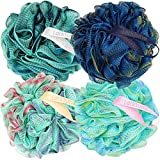 Shower Loofah Bath Sponge 75g - 4 Pack Large Soft Nylon Mesh Puff for Body Wash, Loofah Shower Exfoliating Scrubber for Women and Men, Full Cleanse, Beauty Bathing Accessories