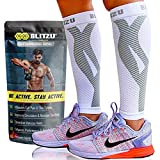 BLITZU Compression Socks Men - Footless Compression Socks for Women. Treatment for Legs, Shin Splint, Varicose Vein & Leg Pain Relief. Great Support for Running, Cycling, Maternity, Travel White S-M