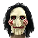 The Puppet Mask for Saw Jigsaw Billy Cosplay, Halloween Horror Movie Role Play Costume Mask Latex Adult Scary Mask with Long Hair , Man Women Dress Up Mask Garden Yard Masquerade Party Props