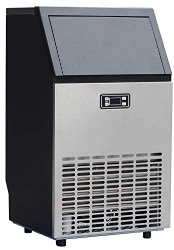 Smad Commercial Ice Maker Machine Undercounter 11~20 Minutes Quick Ice Making Cycle 99 lbs/24 hrs Storing Ice 33lbs, Freestanding Ice Maker for Bar, Coffee Tea Shop or Restaurant