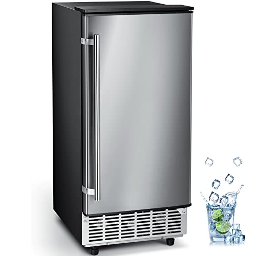 Kismile Built-in Ice Maker Machine, Commercial Lab Ice Maker with 80lbs Daily, Reversible Door, 24H Timer & Self-Cleaning, Under Counter Ice Cube Machine for Home Office