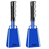 Eastar 10" Steel Cow Bell with Handle Cowbells, Noise Makers, Cheering Loud Call Bell for Sporting Events Football Games Christmas Party School Wedding Farm, Blue, 2-Pack