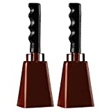 Cowbells 2pcs,Steel Cow Bell 8 inch with Handle, Cheering Hand Bell for Sports Events,Football Games,Party,Farm,Chimes Percussion Musical Instruments (8 inch, Bronze)