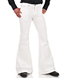 70s Disco Pants for Men,Mens Bell Bottom Jeans Pants,60s 70s Bell Bottoms Vintage Denim Pants Jeans for Men White