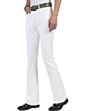 Idopy Men`s Classic Corduroy Bell Bottom Flares Jeans Stretchy 60s 70s Bootcut Pants Trousers White/34