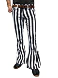 Mens Bell Bottoms Flares Black & White Thick Stripe Striped Pants Trousers Jeans Vintage Retro (36 Waist x 34 Leg)