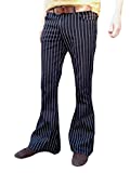 Mens Bell Bottoms Flares Black & White Pin Stripe Striped Pants Trousers Jeans Vintage Retro (36 Waist x 32 Leg)
