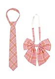 PROCOS Adjustable Sailor Suit Bow Tie Plaid Bowties for Women School Uniforms Plaid Tartan Bow tie Necktie Pink Great Gift