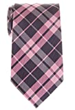 Retreez Preppy Plaid Check Woven Microfiber 3.15" Men's Tie - Pink and Grey