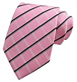 Blush Pink Silk Wedding Tie Classic Plaid Fashion Daily Wear Working for Men Boy
