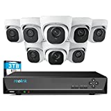 REOLINK 4K Security Camera System, RLK16-800D8, 8pcs H.265 4K PoE Security Cameras Wired with Person Vehicle Detection, 8MP/4K 16CH NVR with 3TB HDD for 24-7 Recording