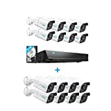 Reolink PoE Security Camera System Bundle, 16pcs 8MP Person/Vehicle Detection Smart Cameras, a 16CH NVR Pre-Installed with 3TB HDD(Include 8 x 18M Cat5 Cable)