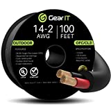 GearIT 14/2 Speaker Wire (100 Feet) 14AWG Gauge - Outdoor Direct Burial in Ground/in Wall / CL3 CL2 Rated / 2 Conductors - OFC Oxygen-Free Copper, Black 100ft
