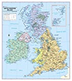 Cool Owl Maps United Kingdom & Ireland Wall Map Poster - Rolled 24"x27" (Laminated)